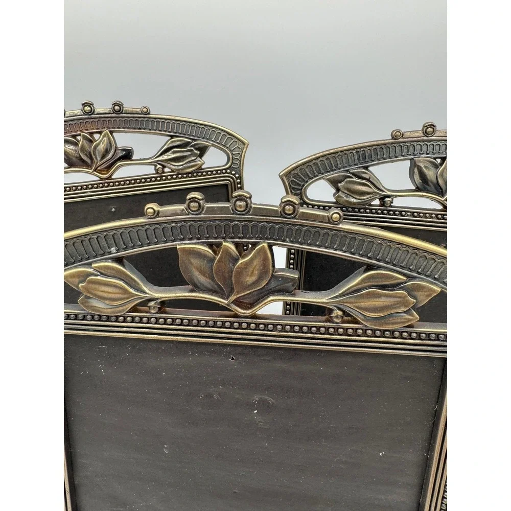 The Weston Gallery Antique Floral Brass Picture Frames Set of 3 Art Nouveau 7x5